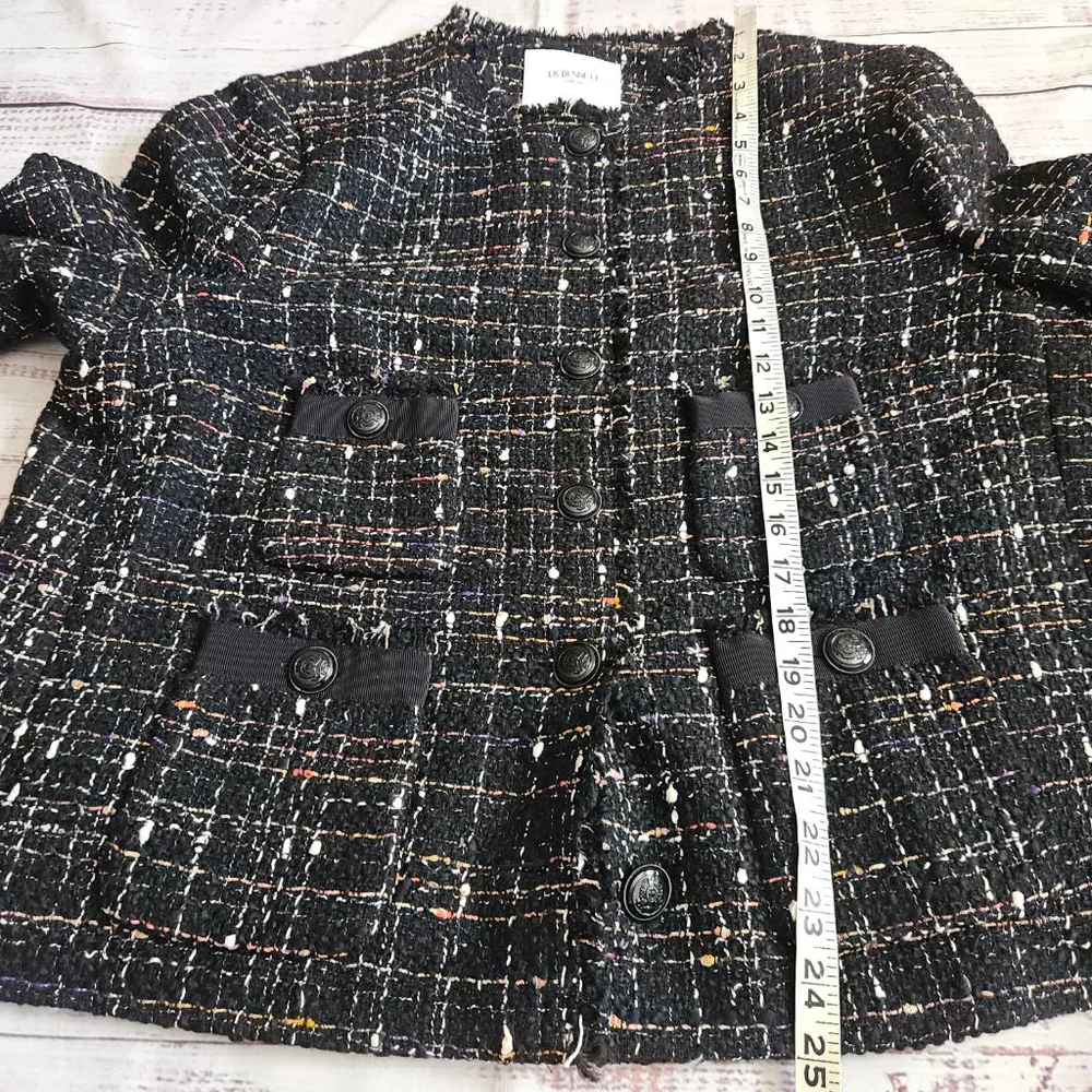LK Bennett Angelica Black Multi Fleck Italian Tweed Jacket Classy Work US 16 - Picture 6 of 7
